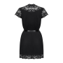 Сатиновый открытый пеньюар на поясе Obsessive 810-PEI–1 peignoir black S/M, черный