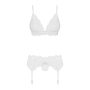 Кружевной комплект белья Obsessive 810-SEG-1 L/XL White, бюстгальтер, стринги, пояс для чулок