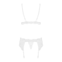 Кружевной комплект белья Obsessive 810-SEG-1 L/XL White, бюстгальтер, стринги, пояс для чулок