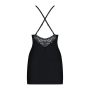 Сатиновый комплект для сна с кружевом Obsessive 828-CHE-1 chemise & thong L/XL, черный, сорочка