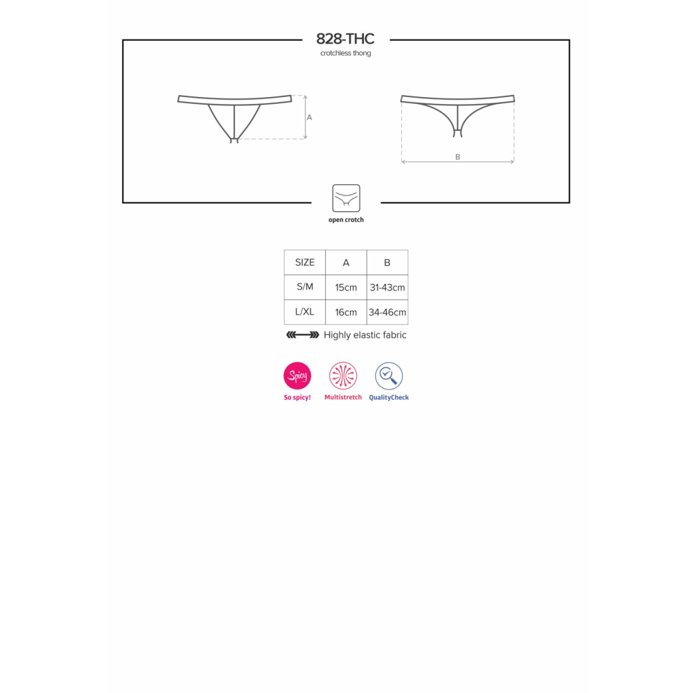 Кружевные танга с доступом Obsessive 828-THC-1 crotchless thong S/M, черные