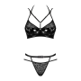 Эротический комплект под латекс со стрепами Obsessive Bagirela 2-pcs set S/M, черный, под леопард, б