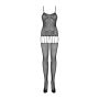 Бодистокинг Obsessive Bodystocking F235 S/M/L, тонкие подвязки, нежный декор, сеточка