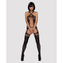 Бодистокинг Obsessive Bodystocking G313 S/M/L, шнуровка, геометрический декор