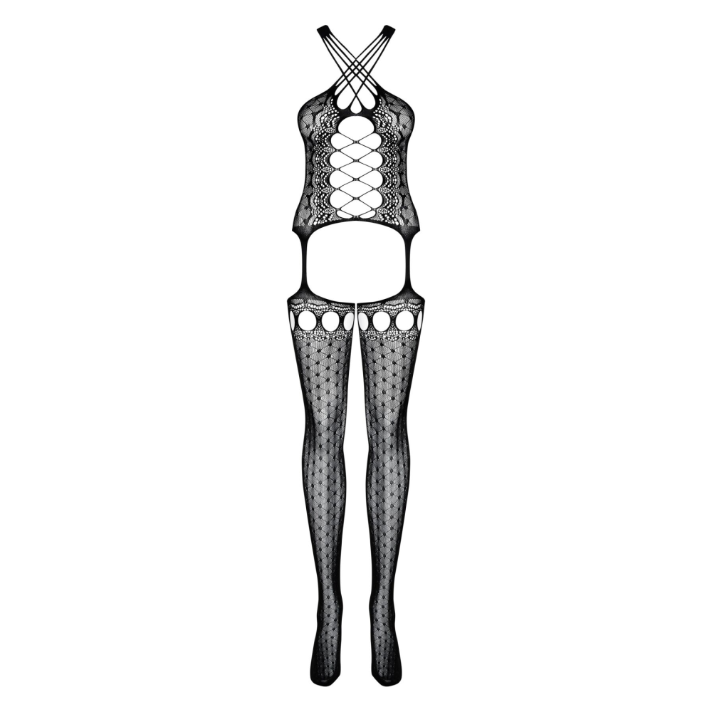Бодистокинг Obsessive Bodystocking G313 S/M/L, шнуровка, геометрический декор