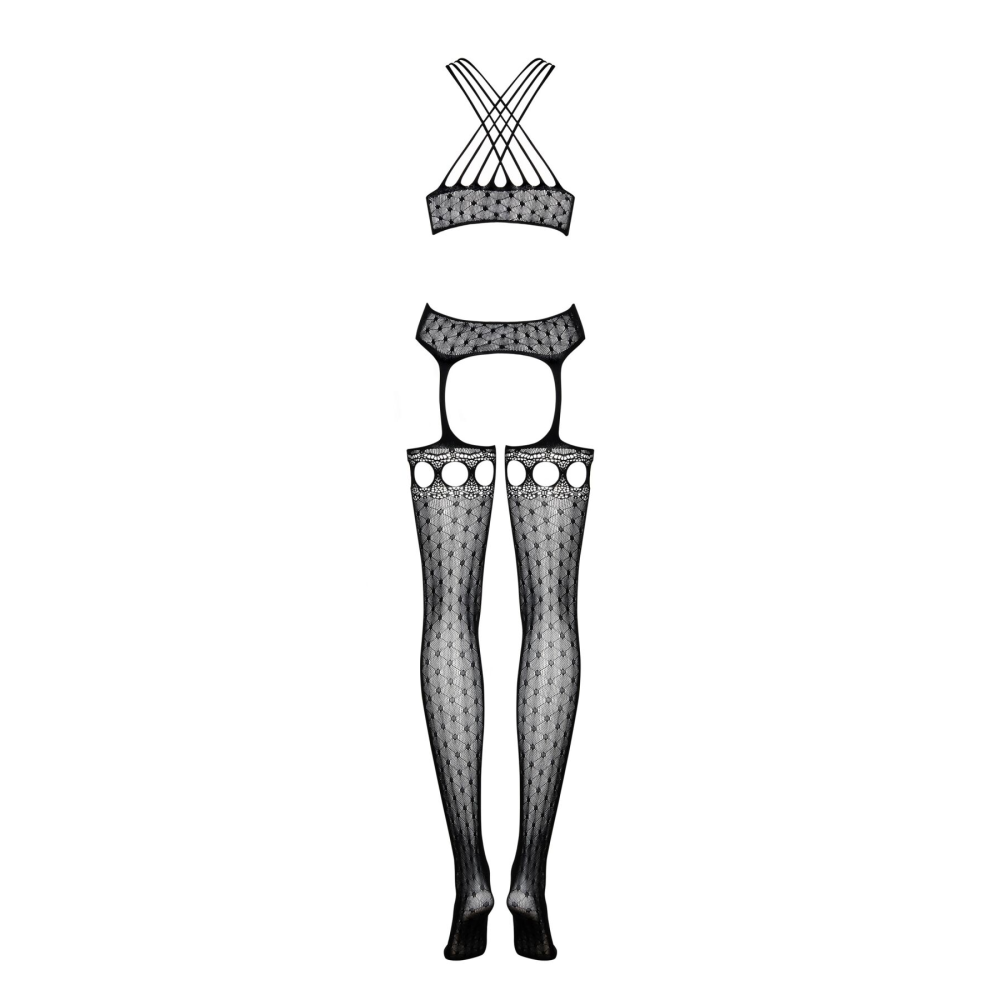 Бодистокинг Obsessive Bodystocking G313 S/M/L, шнуровка, геометрический декор