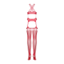 Бодистокинг Obsessive Bodystocking G313 S/M/L red, шнуровка, геометрический декор