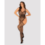 Ажурный бодистокинг под паутину Obsessive Bodystocking G325 black S/M/L, черный, комбинезон, имитаци