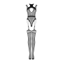 Ажурный бодистокинг с отверстиями Obsessive Bodystocking G327 black S/M/L, черный, комбинезон, с дос