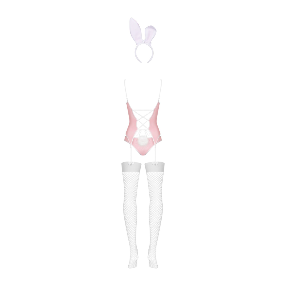Эротический костюм зайки Obsessive Bunny suit 4 pcs costume pink L/XL, розовый, топ с подвязками, тр