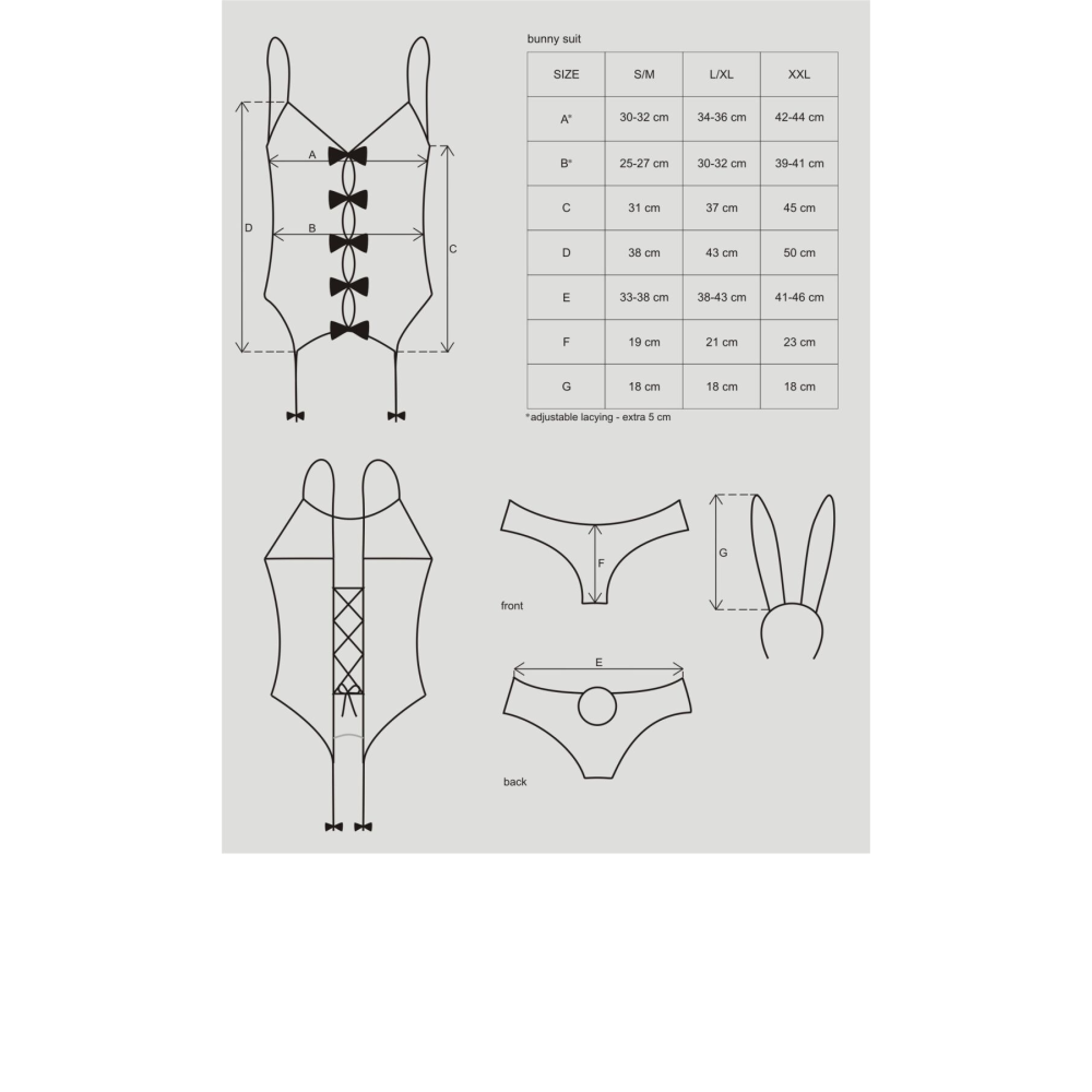 Эротический костюм зайки Obsessive Bunny suit 4 pcs costume pink L/XL, розовый, топ с подвязками, тр