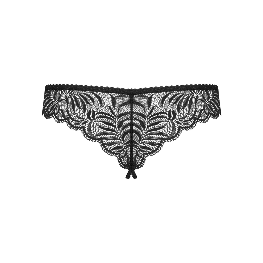Кружевные танга с доступом Obsessive Contica crothchles thong S/M, черные