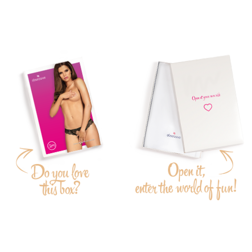 Кружевные танга с доступом Obsessive Contica crothchles thong S/M, черные