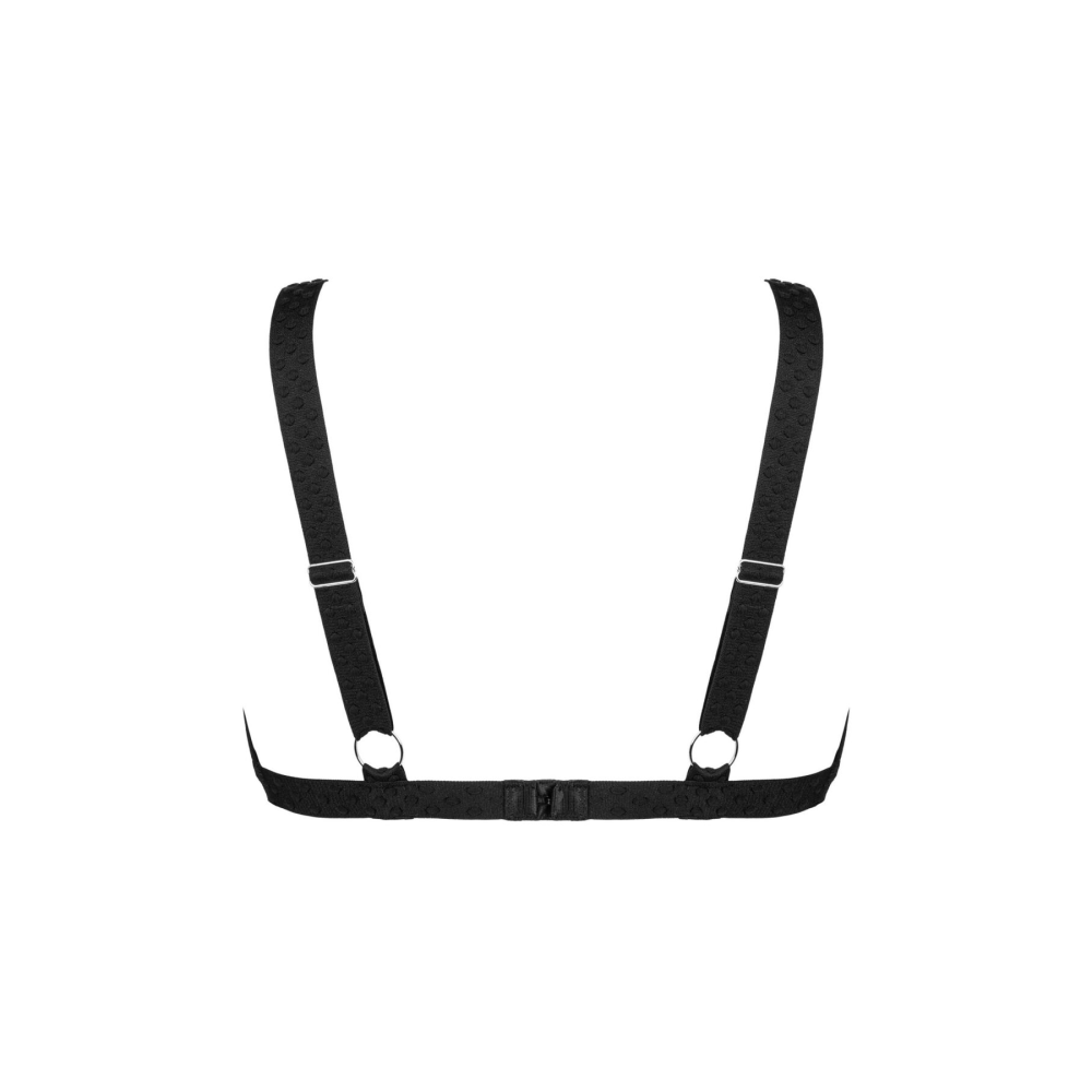 Кружевной бюстгальтер с треугольной чашкой Obsessive Estiqua bra M/L, черный, широкие лямки