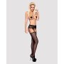 Сетчатые чулки-стокинги с кружевным поясом Obsessive Garter stockings S307 XL/XXL, черные, имитация