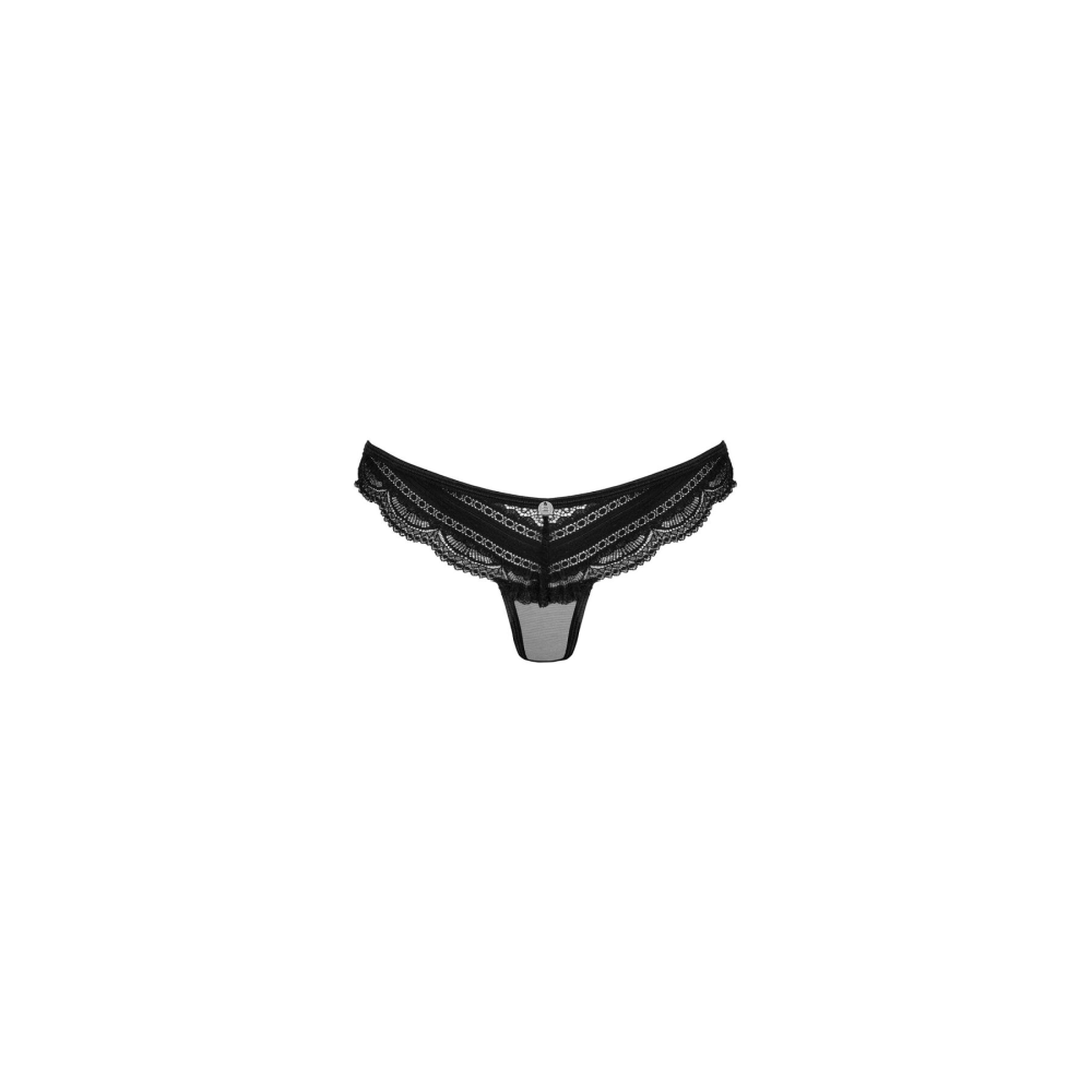 Полупрозрачные трусики с подвеской Obsessive Ivannes panties black 2XL/3XL, черные