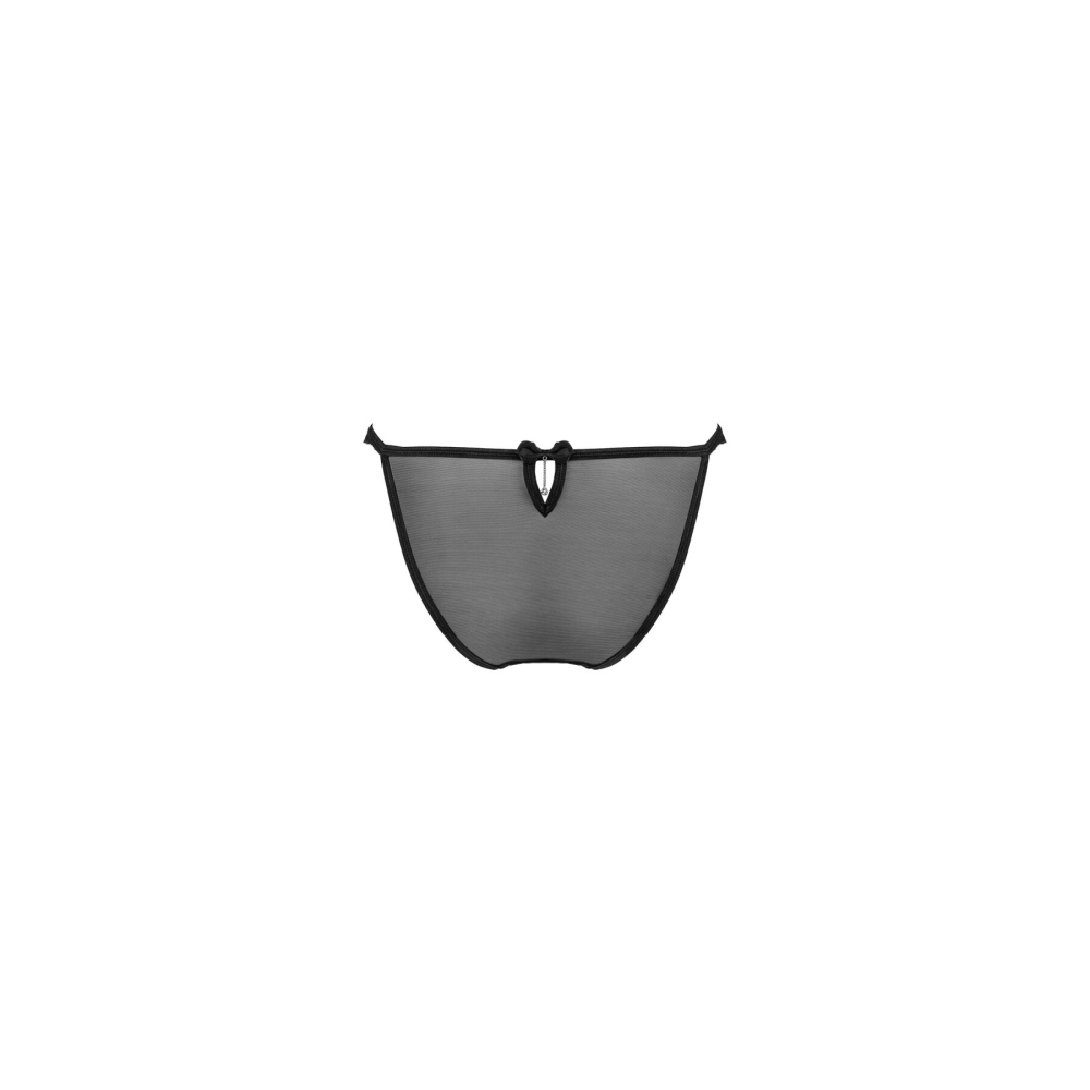 Полупрозрачные трусики с подвеской Obsessive Ivannes panties black 2XL/3XL, черные