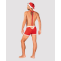 Мужской эротический костюм Санта-Клауса Obsessive Mr Claus 2XL/3XL, боксеры на подтяжках, шапочка с