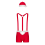 Мужской эротический костюм Санта-Клауса Obsessive Mr Claus 2XL/3XL, боксеры на подтяжках, шапочка с