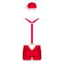 Мужской эротический костюм Санта-Клауса Obsessive Mr Claus 2XL/3XL, боксеры на подтяжках, шапочка с