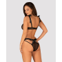 Полупрозрачный эротический комплект Obsessive Obsessivia 2pcs set black L/XL, бюстгальтер и трусики,