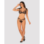 Полупрозрачный эротический комплект Obsessive Obsessivia 2pcs set black L/XL, бюстгальтер и трусики,