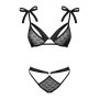 Полупрозрачный эротический комплект Obsessive Obsessivia 2pcs set black L/XL, бюстгальтер и трусики,