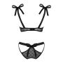 Полупрозрачный эротический комплект Obsessive Obsessivia 2pcs set black L/XL, бюстгальтер и трусики,