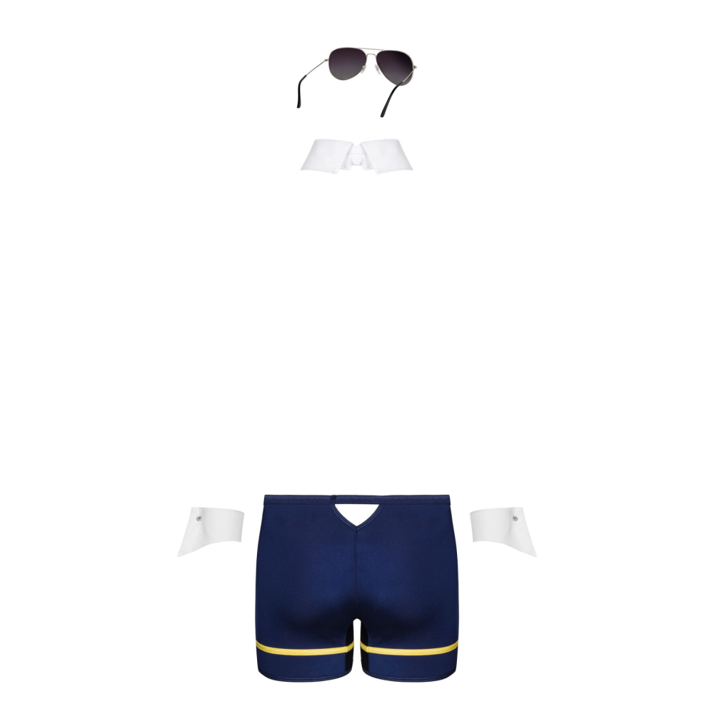 Эротический костюм пилота Obsessive Pilotman set 2XL/3XL, боксеры, манжеты, воротник с галстуком, оч