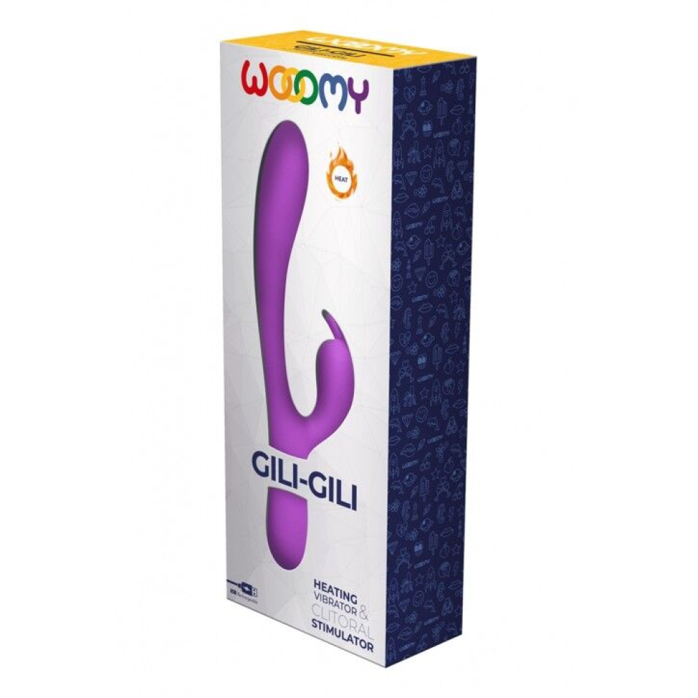 Вибратор-кролик Wooomy Gili-Gili Vibrator with Heat Purple, отросток с ушками, подогрев до 40°С