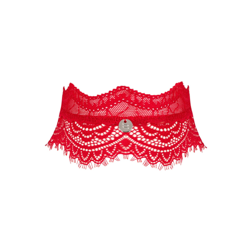 Широкий кружевной чокер Obsessive Bergamore choker, red