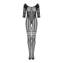 Сетчатый бодистокинг с имитацией подвязок Obsessive Bodystocking G329  XL/XXL, black, с доступом