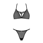 Полупрозрачный комплект Obsessive Celia Noir 2-pcs set M/L, бюстгальтер, стринги