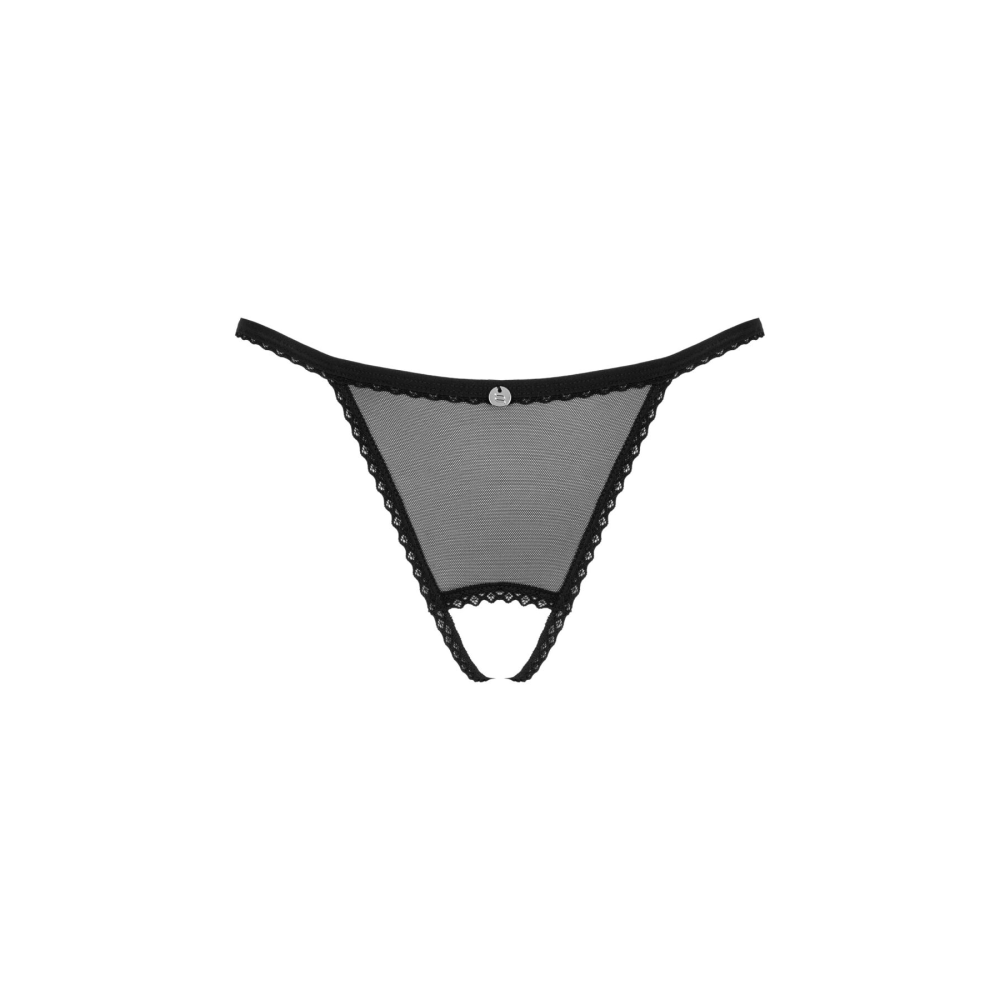 Прозрачные стринги с доступом Obsessive Celia Noir crotchless thong XL/2XL