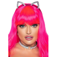 Набор кошечки Leg Avenue Cat ear headband and choker, чокер и ушки, украшен стразами