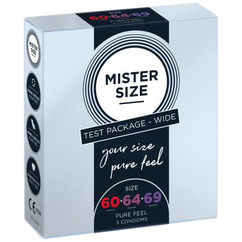 Набор презервативов Mister Size - pure feel - 60–64–69 (3 condoms), 3 размера, толщина 0,05 мм Набор презервативов Mister Size - pure feel - 60–64–69 (3 condoms), 3 размера, толщина 0,05 мм