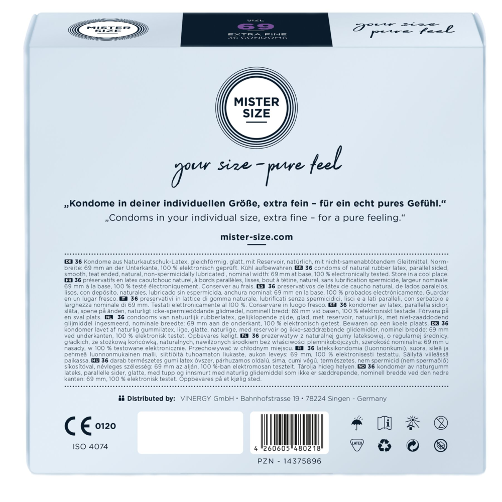 Презервативы Mister Size - pure feel - 69 (36 condoms), толщина 0,05 мм