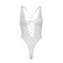 Кружевное боди Leg Avenue Floral lace thong teddy White, шнуровка на груди, one size
