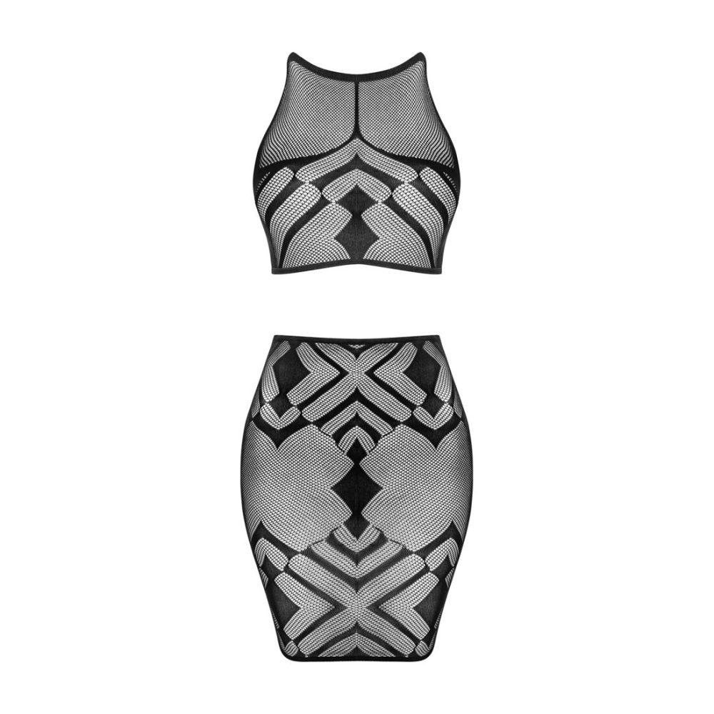 Эротичный полупрозрачный комплект Obsessive K101 top & skirt S/M/L, топ, юбка
