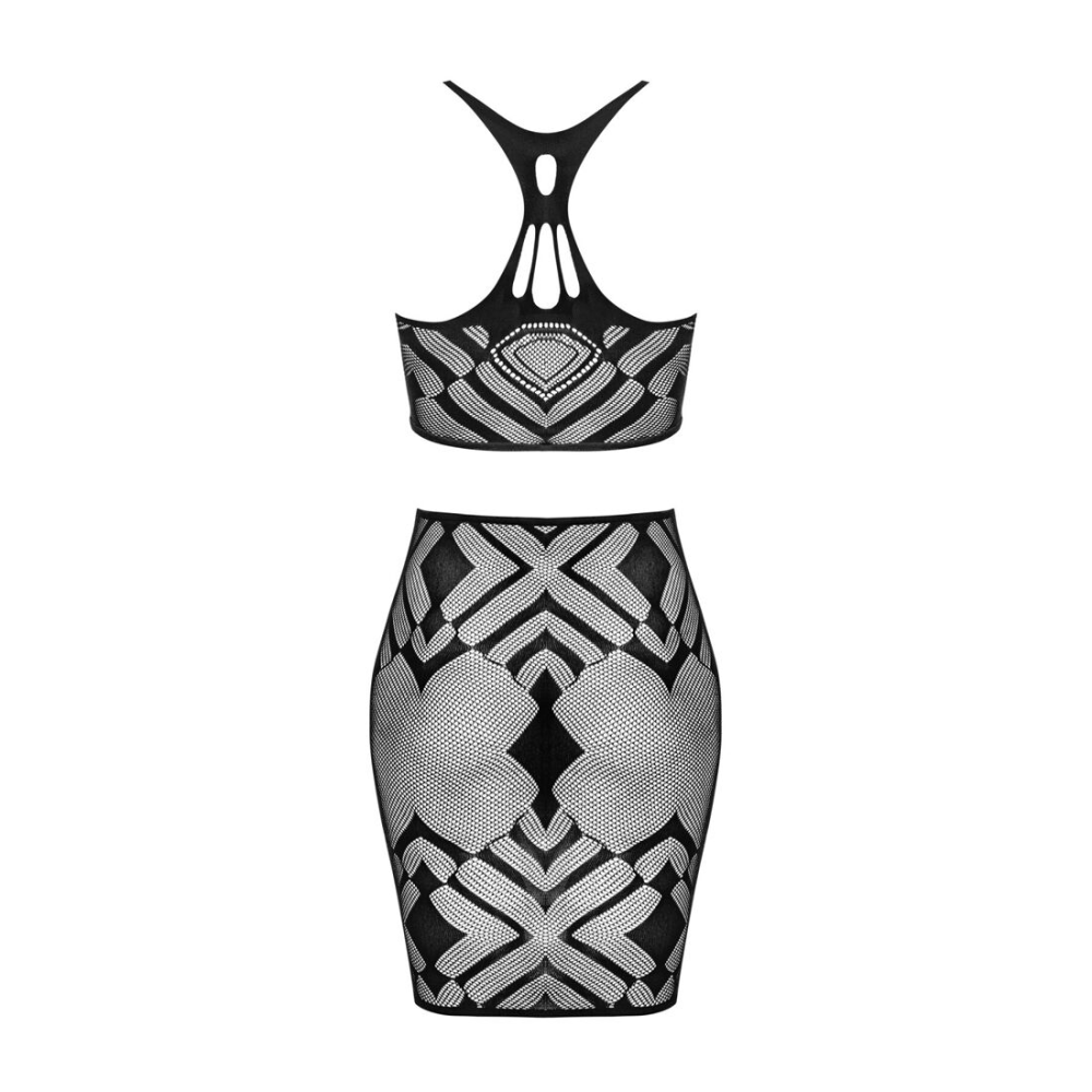 Эротичный полупрозрачный комплект Obsessive K101 top & skirt S/M/L, топ, юбка