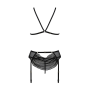 Комплект с открытым доступом Passion DELIENA SET L/XL black, лиф, стринги, пояс для чулок