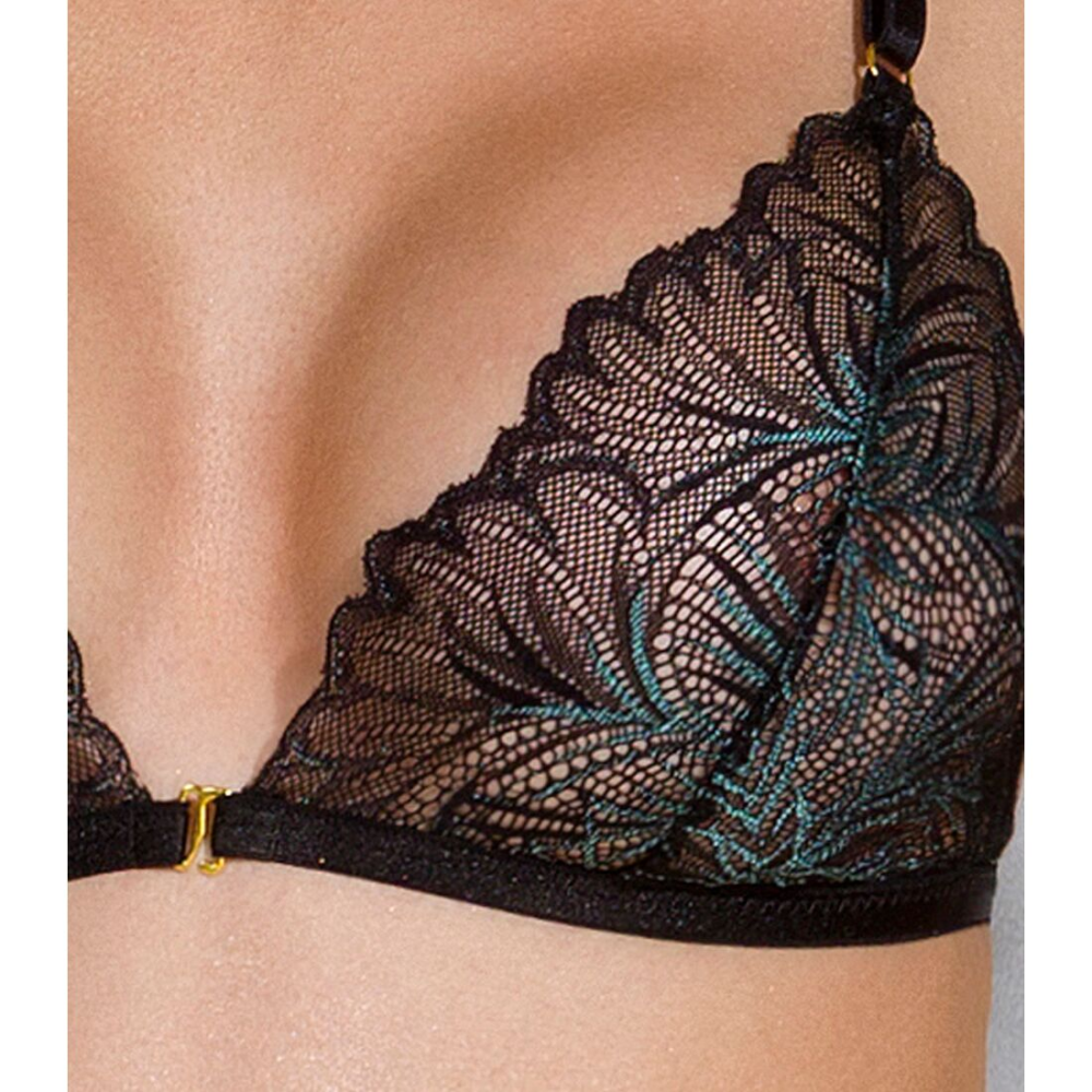 Комплект с открытым доступом Passion DELIENA SET L/XL black, лиф, стринги, пояс для чулок