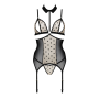 Корсет с открытой грудью Passion DOMINICA CORSET L/XL beige, пажи для чулок, стринги