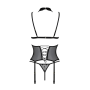 Корсет с открытой грудью Passion DOMINICA CORSET L/XL black, пажи для чулок, стринги