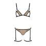 Эротический комплект нижнего белья Passion GABI SET S/M beige, трусики с гартерами