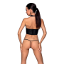 Комплект белья с открытой грудью Passion GENEVIA SET WITH OPEN BRA S/M black, корсет, стринги