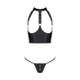 Комплект белья с открытой грудью Passion GENEVIA SET WITH OPEN BRA S/M black, корсет, стринги
