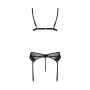 Комплект белья Passion NESSY SET XXL/XXXL black, бюстгальтер, пояс для чулок, стринги
