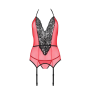 Корсет с пажами для чулок Passion PEONIA CORSET XXL/XXXL red стринги