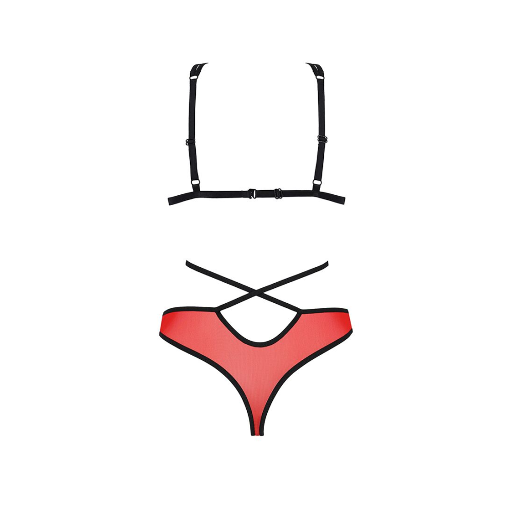 Комплект белья Passion PEONIA SET S/M red, бра, трусики